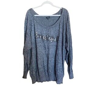 Torrid Womens Plus Size 4X Marled Neautiful Sequin Graphic Pullover Sweater